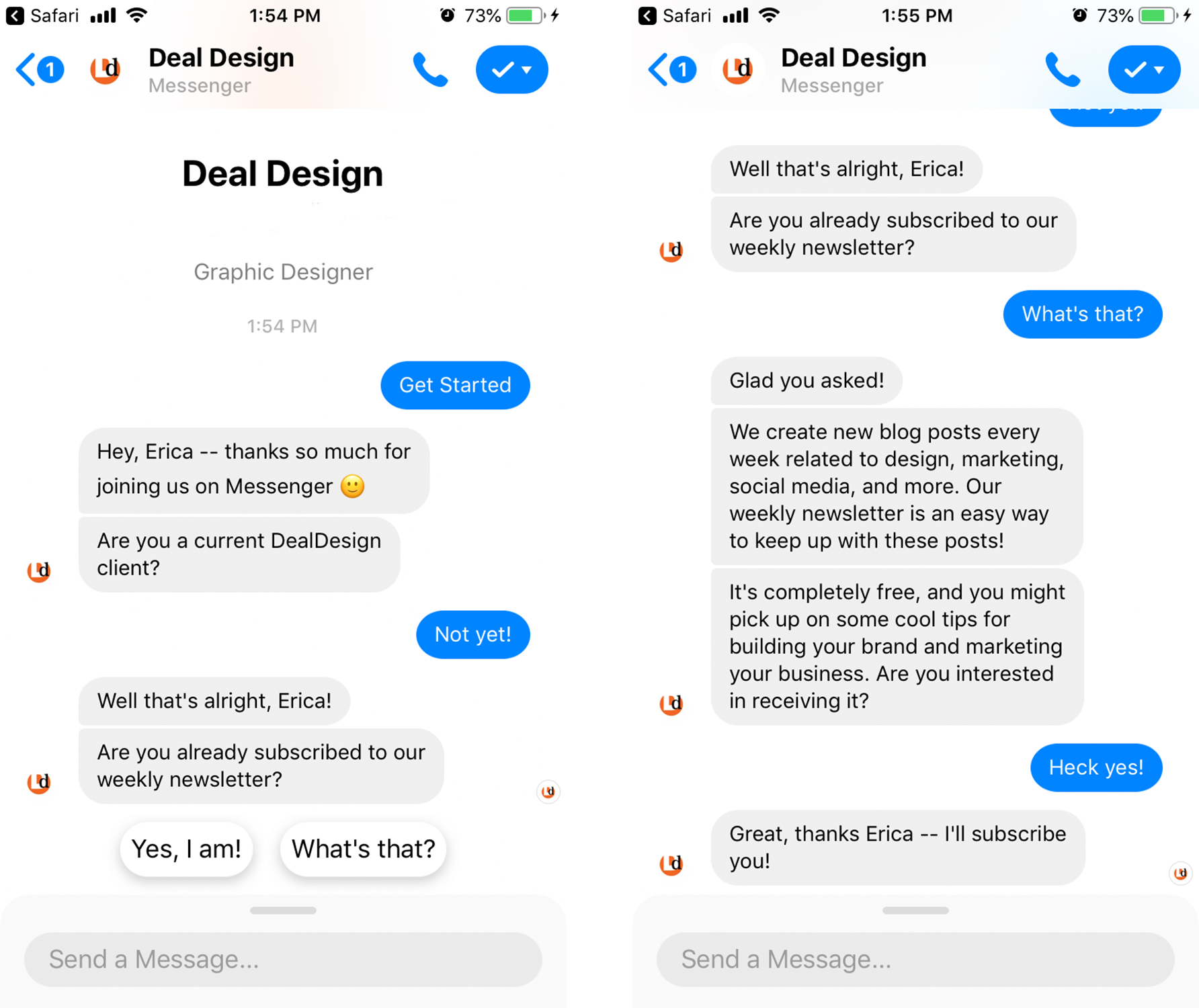 chatbot conversation with customer