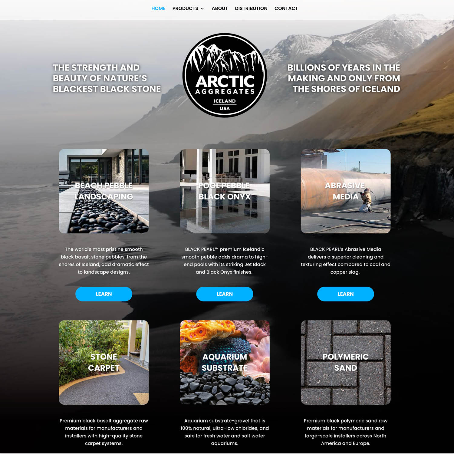 Arctic Aggregates Arctic Aggregates products website design and development with SEO