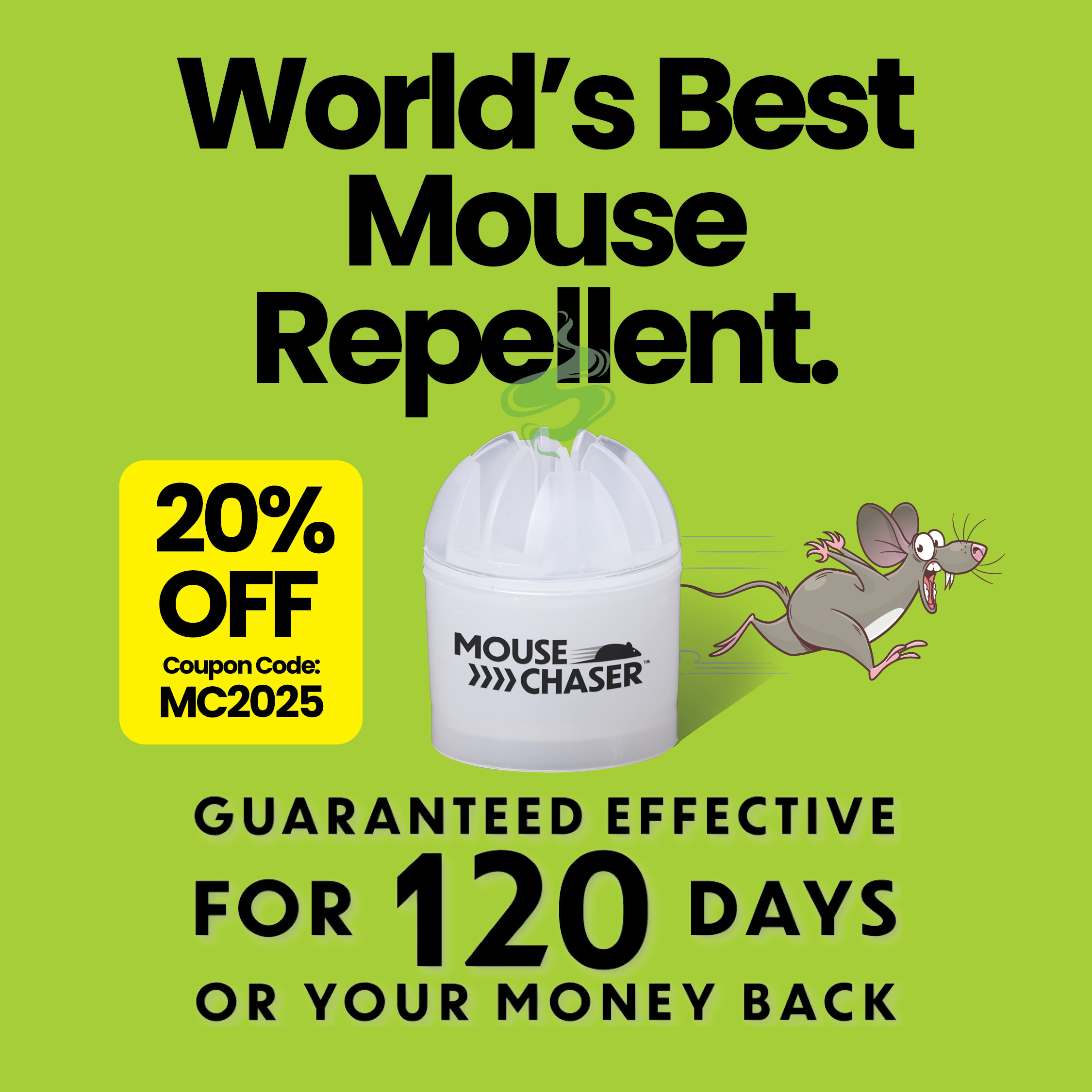 MouseChaser 1x1 Best Mouse Repellent Google Ad creative design for product manufacturer.