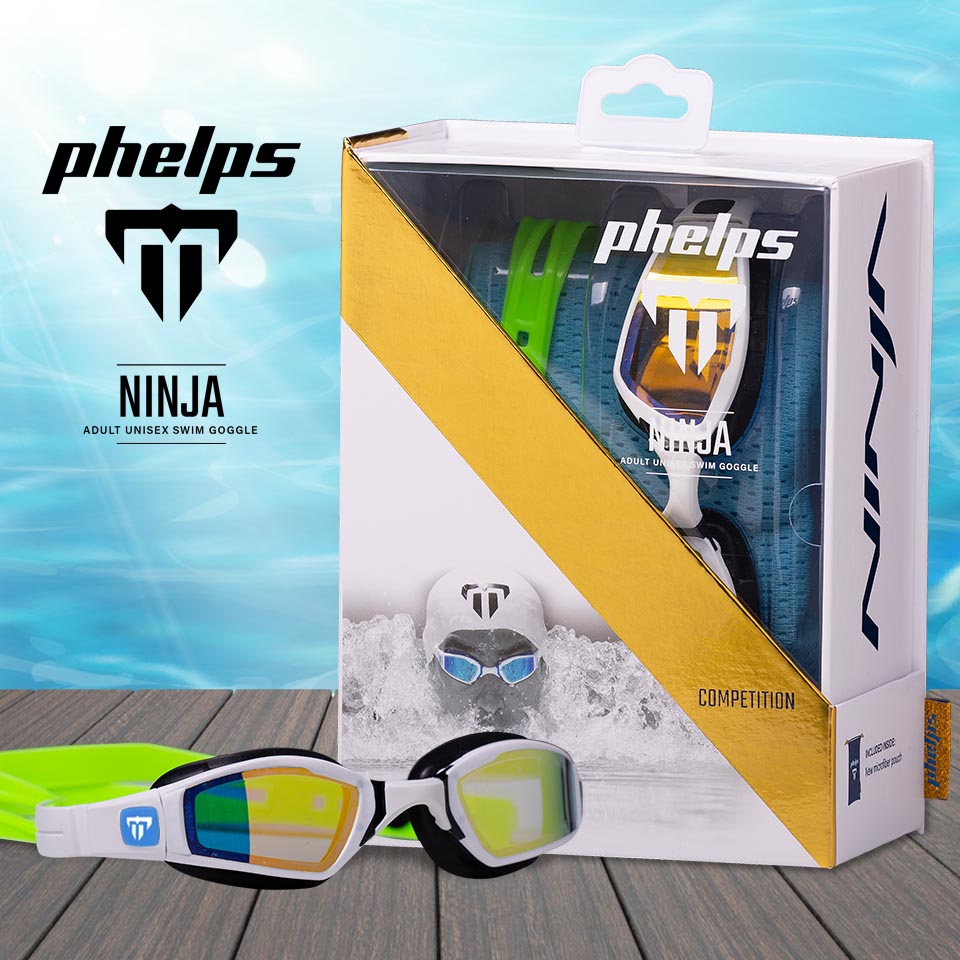 packaging design for Phelps Ninja brand swimming goggles