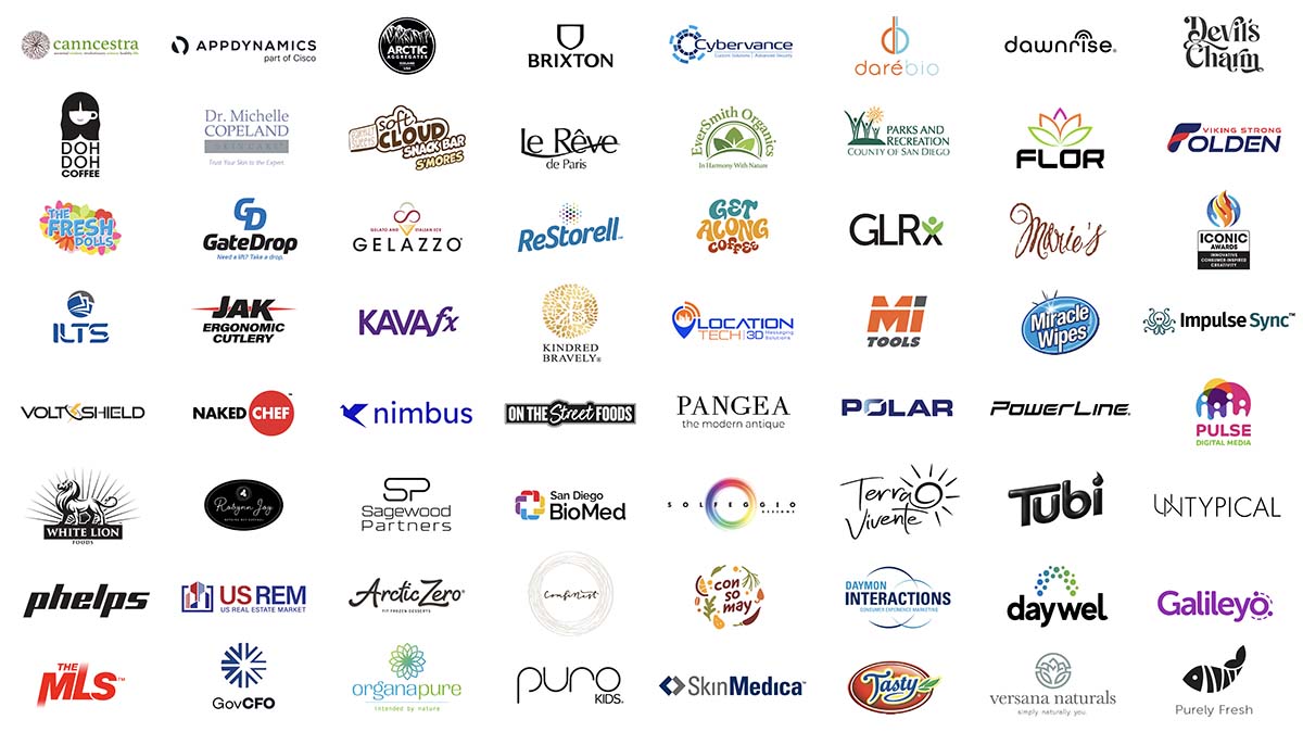 Screenshot Over 50 brand logos of clients arranged in a grid.