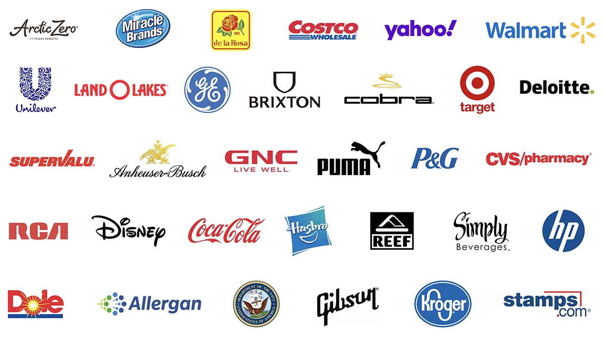 Screenshot array of brand logos from various Fortune 500 companies.
